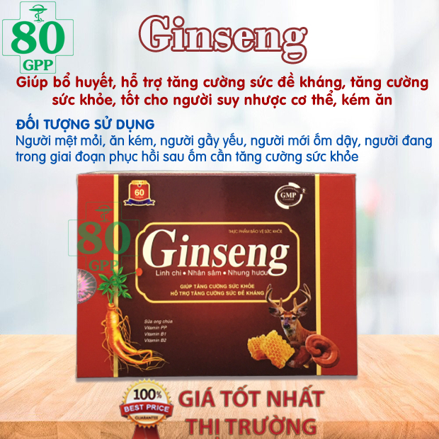 Bồi bổ cơ thể GINSENG NHÂN SÂM & Linh Chi - tăng cường sức khỏe, tốt cho người suy nhược, biếng ăn.