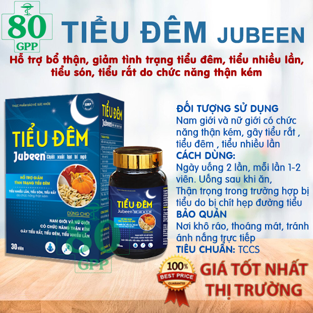 Thảo dược thiên nhiên TIỂU ĐÊM Jubeen - Bổ thận,giảm tình trạng tiểu đêm, tiểu nhiều lần, tiểu són, tiểu rắt do thận kém